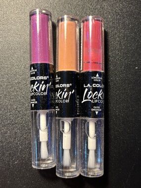 L.A. Colors Lockin' Lip Color Trio - Purple, Nude, Pink-Red